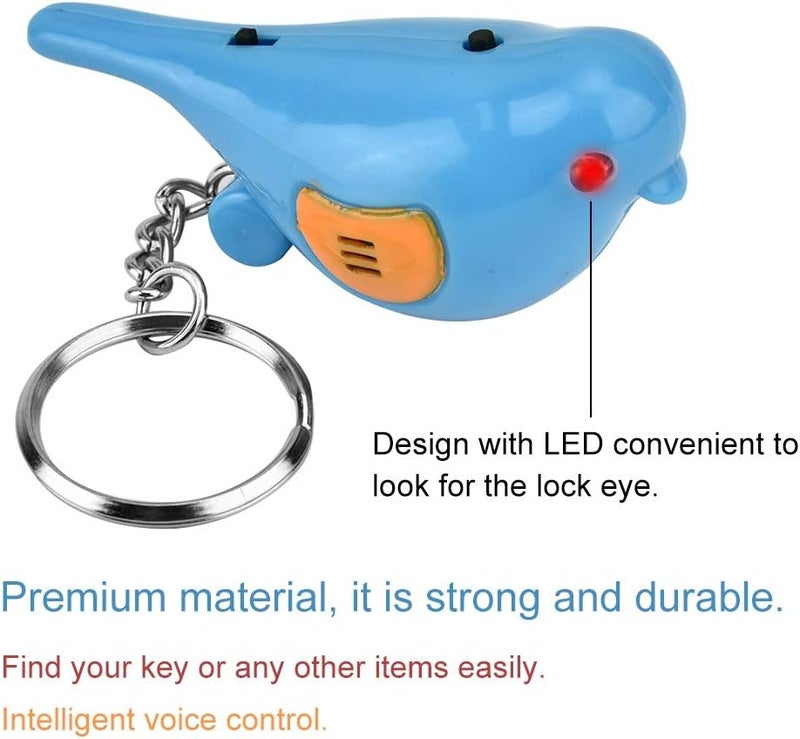 klarako Whistle Key Finder Voice Control Bird Shape Keychain Mini Key Anti-Lost Tracer Finder with LED Light Suitable for Key Wallet Cellphone(Blue) - Image 2