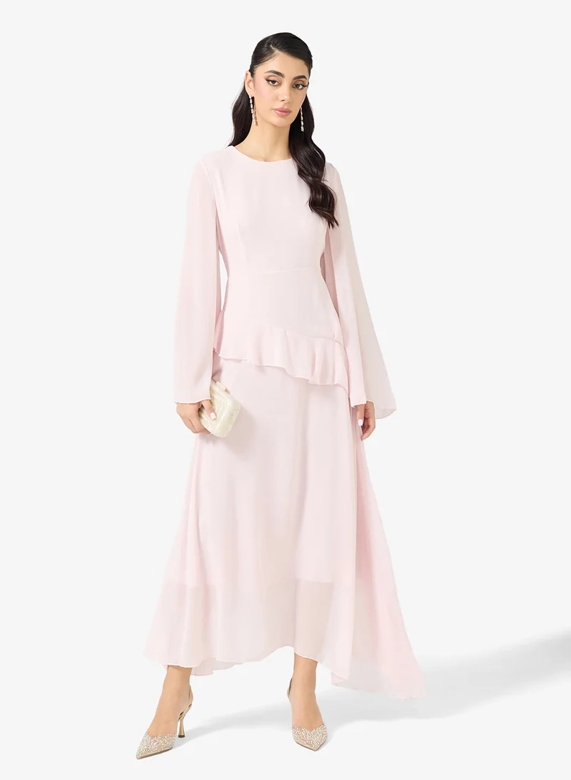 A-line Dress With Drop Waist Ruffle