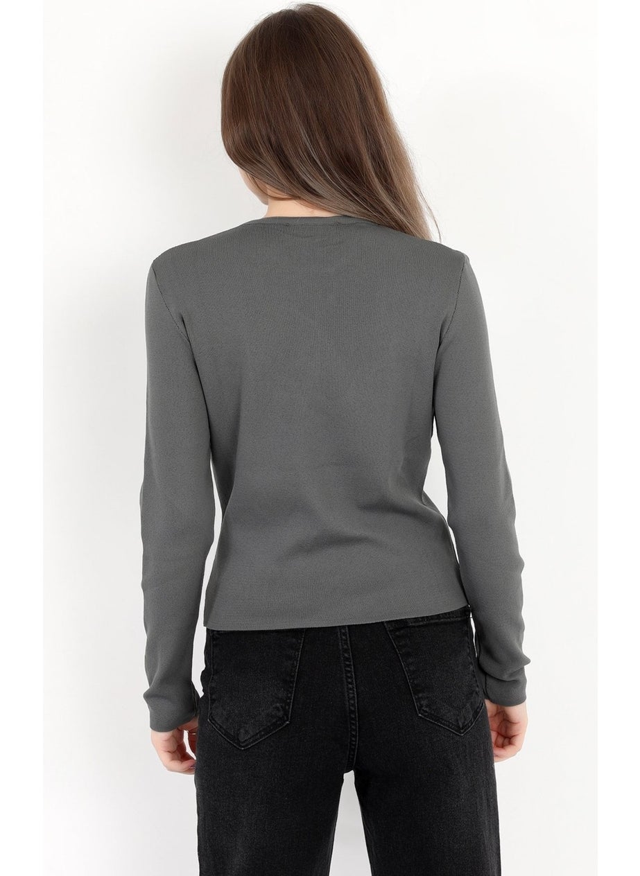 JOHN BORNERS - Giysa Women's Smoke 100% Polyamide Flexible Crew Neck Knitwear Body - 2002 - Image 1