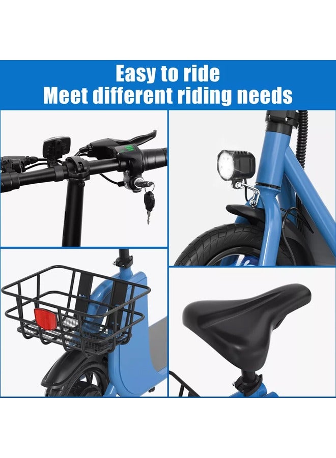 Wind Horse Premium Foldable Electric Scooter with Seat and Rear Basket, 450W Motor, 36V 8AH Battery, 25-35 KM/h Speed, Carbon Alloy Frame, 12.5 Inches Tires, Disk Brakes, Unisex Comfortable E-Scooter for Adults  - Image 5
