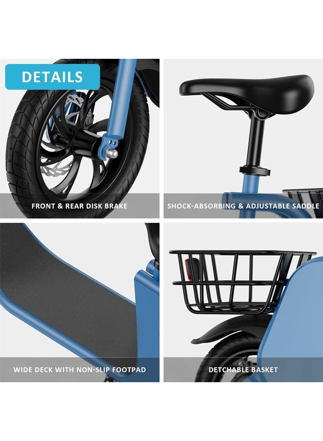 Wind Horse Premium Foldable Electric Scooter with Seat and Rear Basket, 450W Motor, 36V 8AH Battery, 25-35 KM/h Speed, Carbon Alloy Frame, 12.5 Inches Tires, Disk Brakes, Unisex Comfortable E-Scooter for Adults  - Image 4