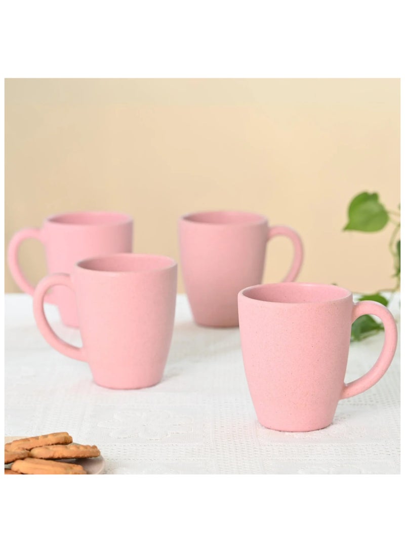 Earth-Friendly Classic Coffee Mug 300 ml | Made with Rice Husk & Bamboo Fibers | Microwave Safe |Set of 4|Pink
