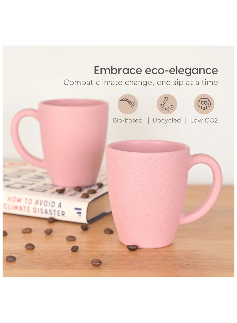 Earth-Friendly Classic Coffee Mug 300 ml | Made with Rice Husk & Bamboo Fibers | Microwave Safe |Set of 4|Pink