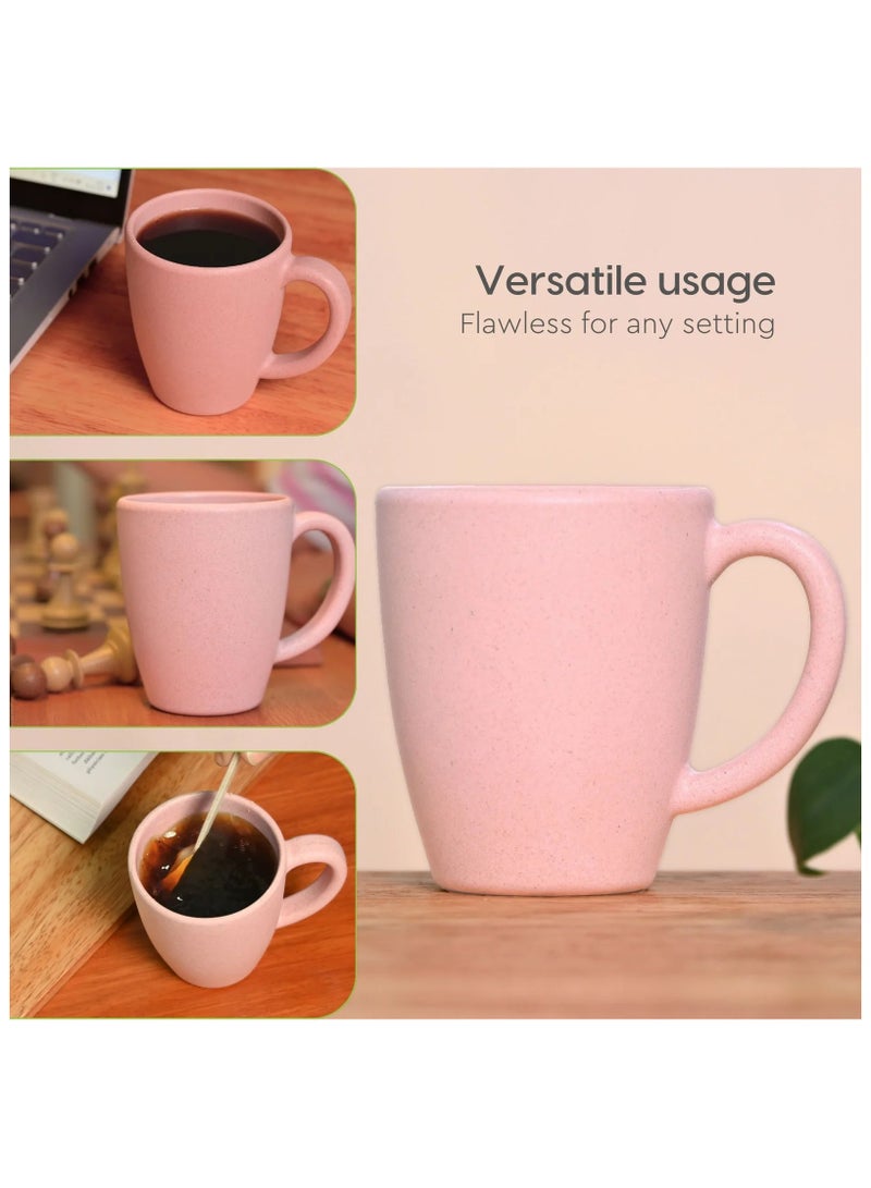 Earth-Friendly Classic Coffee Mug 300 ml | Made with Rice Husk & Bamboo Fibers | Microwave Safe |Set of 4|Pink