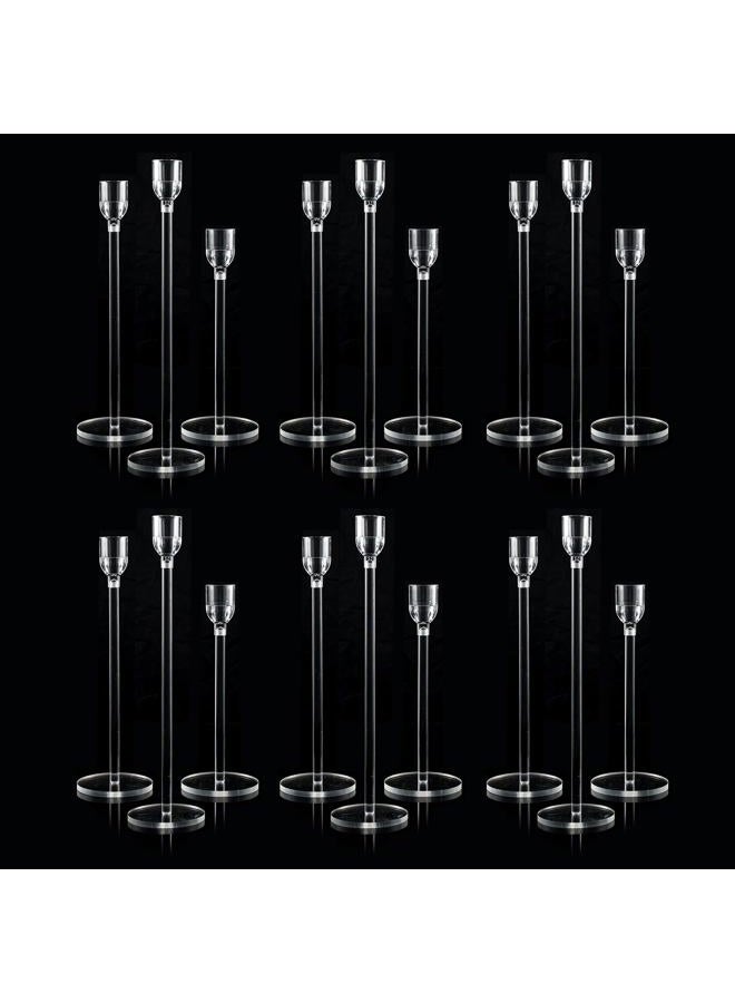Vincidern 18PCs Candlestick Holder Clear Taper Candle Holders Set, Candle Holders for Candlesticks, Acrylic Candle Standfor Christmas Events Party Wedding Reception Table Centerpiece Decorations - Image 1