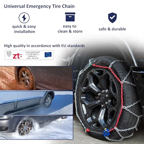 NEOCHIAEVO ​​NEOCHIAEVO Auto Tightening Snow Chains Tire Chains, 4.6mm Diameter, 1-Minute Quick Install, Universal Fit for Car/SUV/Pickup Truck, Multi-Weather Emergency Traction, Set of 2, HYR-S​​ - Image 2