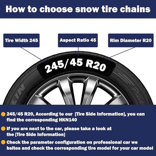 NEOCHIAEVO ​​NEOCHIAEVO Auto Tightening Snow Chains Tire Chains, 4.6mm Diameter, 1-Minute Quick Install, Universal Fit for Car/SUV/Pickup Truck, Multi-Weather Emergency Traction, Set of 2, HYR-S​​ - Image 4