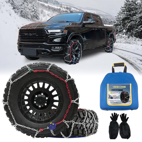 NEOCHIAEVO ​​NEOCHIAEVO Auto Tightening Snow Chains Tire Chains, 4.6mm Diameter, 1-Minute Quick Install, Universal Fit for Car/SUV/Pickup Truck, Multi-Weather Emergency Traction, Set of 2, HYR-S​​ - Image 1
