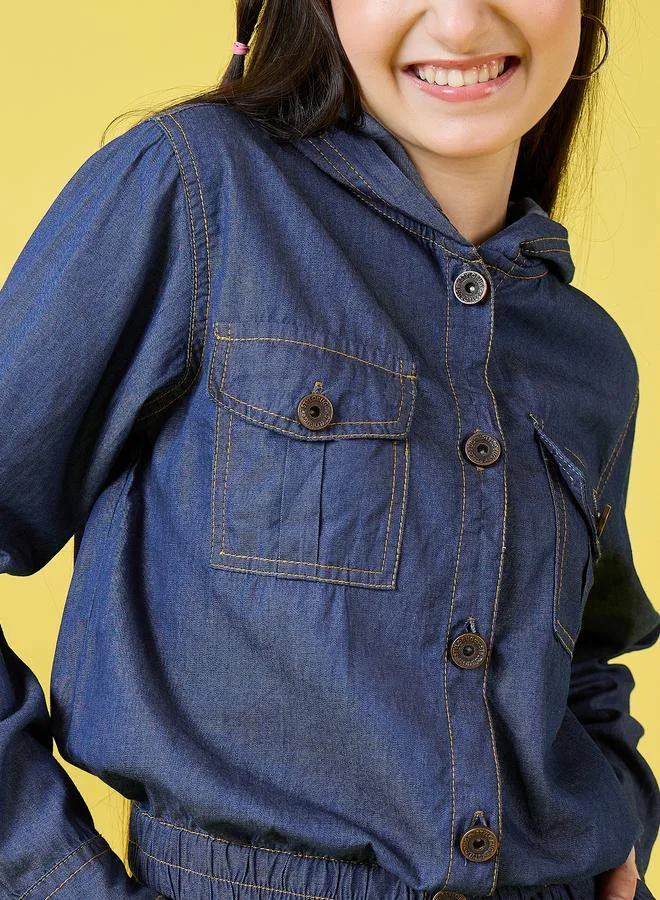 Stylo Bug Stylo Bug Denim Look Hooded Top and Cargo Pants Set