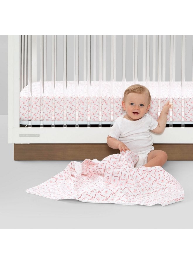 Delta Children 100% Cotton Flannel Baby Receiving Blankets for Girls and Boys - 30x30 Inches (Pack of 4), Pink Floral - Image 3