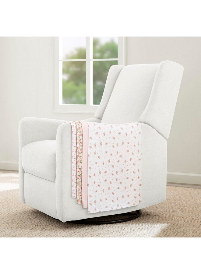 Delta Children 100% Cotton Flannel Baby Receiving Blankets for Girls and Boys - 30x30 Inches (Pack of 4), Pink Floral - Image 2