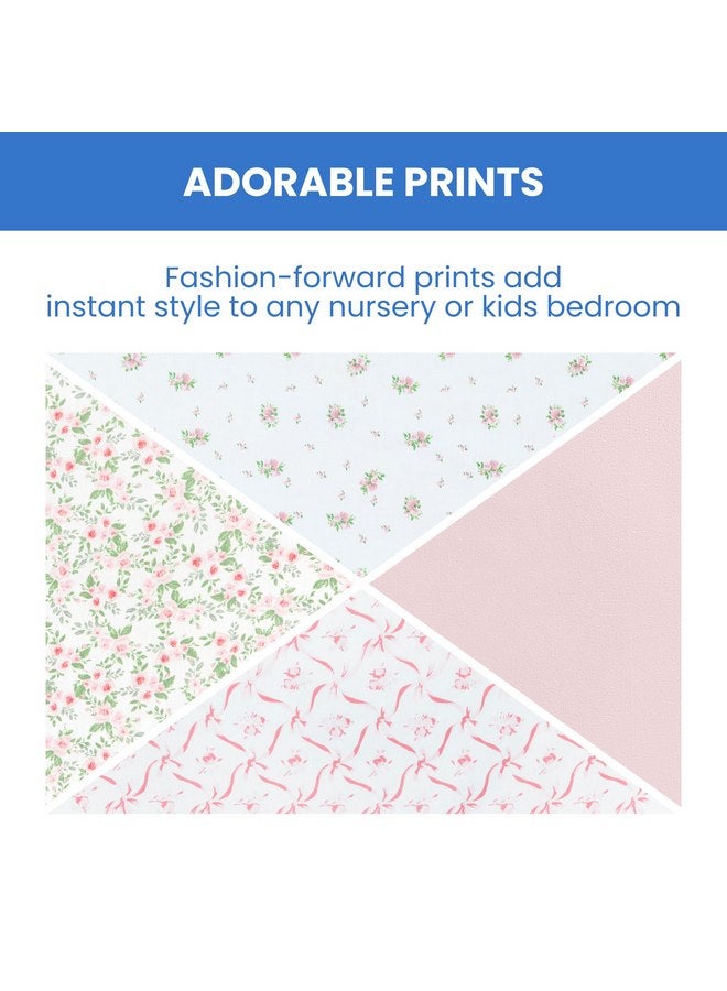 Delta Children 100% Cotton Flannel Baby Receiving Blankets for Girls and Boys - 30x30 Inches (Pack of 4), Pink Floral - Image 5