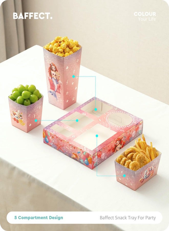 Baffect Movie Night Snack Trays 120 PCS, Include 20 Mermaid Party Snack Trays, 20 Popcorn Boxes, 20 Salad Bowls, 20 Nacho Bowls, 20 Invitations & 20 Party Favors (Pink) - Image 3