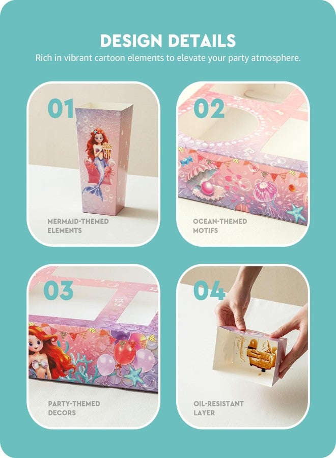 Baffect Movie Night Snack Trays 120 PCS, Include 20 Mermaid Party Snack Trays, 20 Popcorn Boxes, 20 Salad Bowls, 20 Nacho Bowls, 20 Invitations & 20 Party Favors (Pink) - Image 4