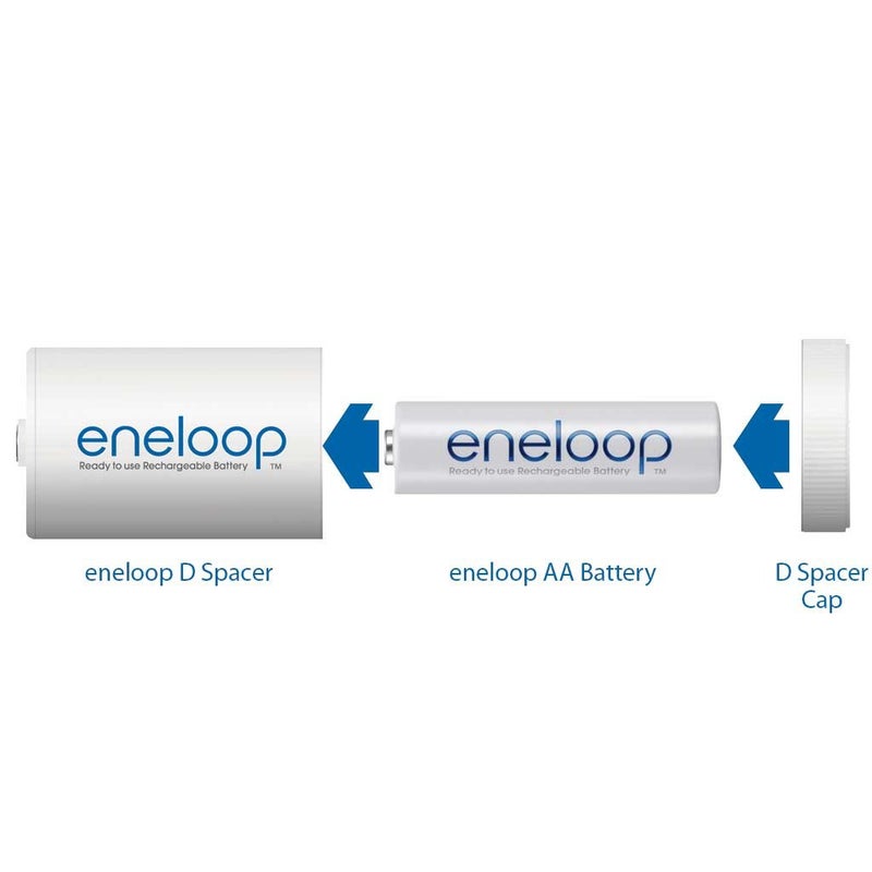 إنيلوب محولات بطارية Eneloop Panasonic BQ-BS1E8SA بحجم D للاستخدام مع خلايا بطارية Ni-MH القابلة لإعادة الشحن AA 8 عبوات - Image 2
