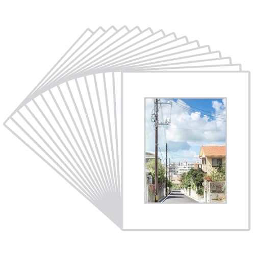 Prudiut 15 Pack 20x16 White Picture Mats Frame Mattes for 11x14 Pictures Display Photo Frame Mat Core Bevel Cut Mat Board Show Kit for Photos Prints Artworks - Image 1