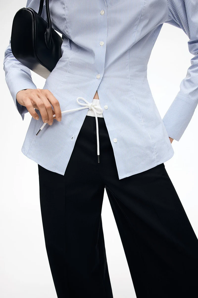 H&M Shoulder-pad tapered-waist shirt