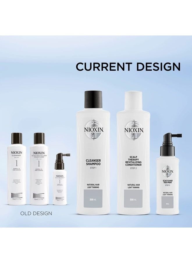 Nioxin مجموعة النظام 1، علاج لتقوية الشعر وتكثيفه، يعالج ويرطب فروة الرأس الحساسة أو الجافة، يقلل من تكسر الشعر، للشعر الطبيعي الذي يعاني من تساقط الشعر الخفيف، الحجم الكامل (إمدادات تكفي لمدة 3 أشهر)  - Image 5
