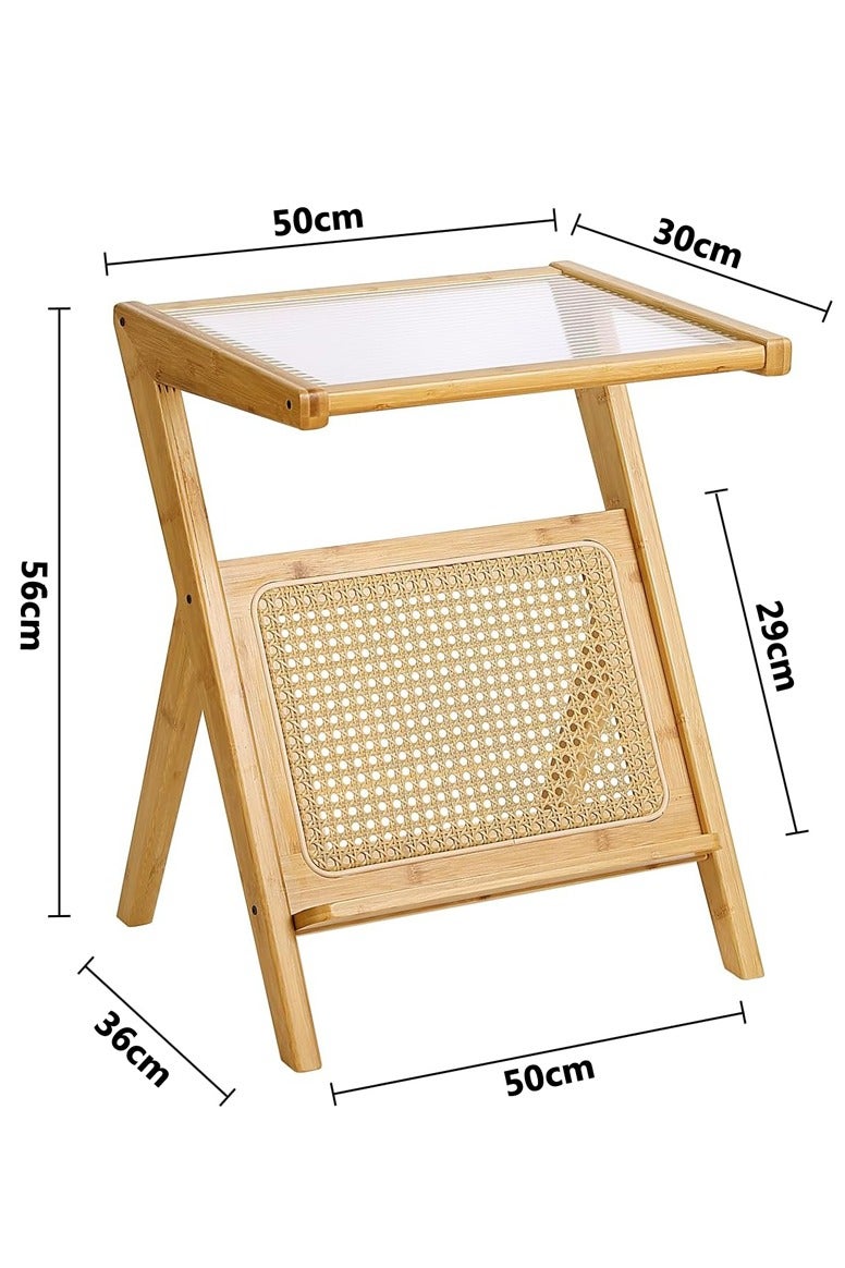 لينجوي طاولة جانبية من الخيزران، طاولة بجانب السرير من منتصف القرن، طاولات جانبية من الخيزران، طاولات قهوة زجاجية - Image 3