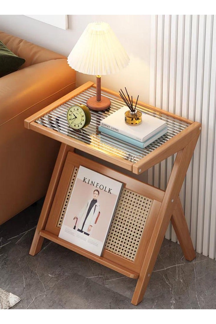 لينجوي طاولة جانبية من الخيزران، طاولة بجانب السرير من منتصف القرن، طاولات جانبية من الخيزران، طاولات قهوة زجاجية - Image 4