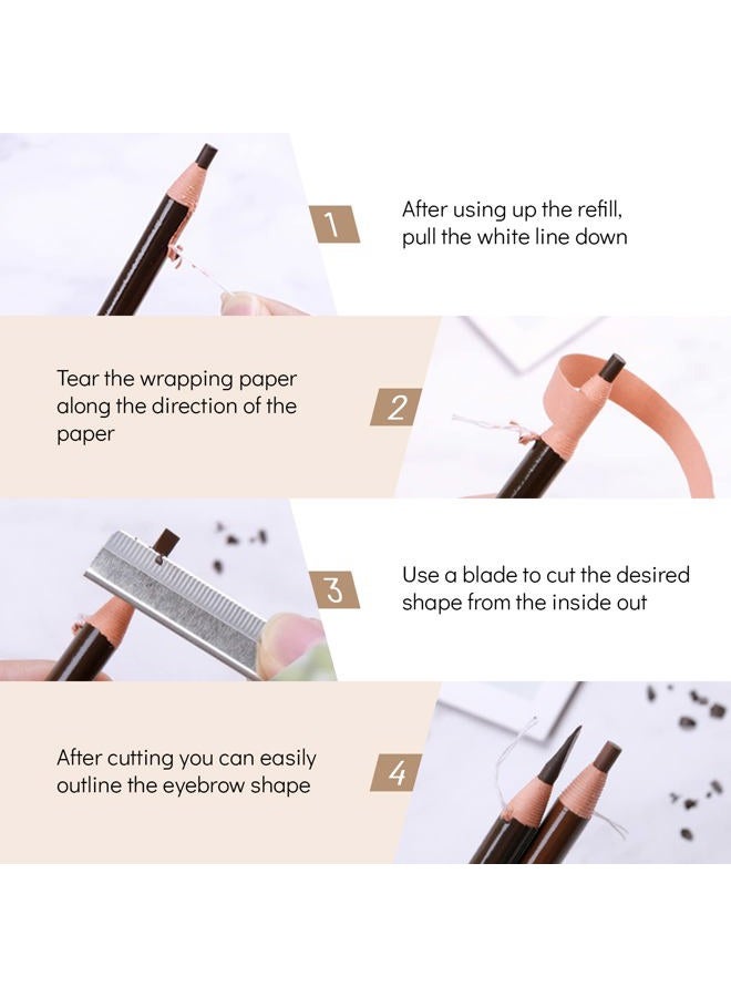 Ownest 6 Pcs Pull Cord Peel-off Eyebrow Pencil Tattoo Makeup and Microblading Supplies Set for Marking, Filling and Outlining, Waterproof and Durable Permanent Eyebrow Liner -Dark Brown - Image 5