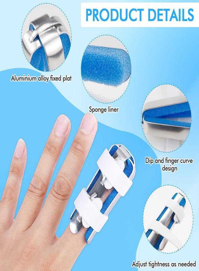 CoolShef جبائر أصابع CoolShef رباعية الجوانب مصنوعة من سبائك الألومنيوم، 3 قطع، دعامة أصابع قابلة للتعديل، دعم وتثبيت للأصابع المكسورة أو المنحنية، تخفيف الألم، تصحيح التشوه - أزرق، 3 مقاسات - Image 3