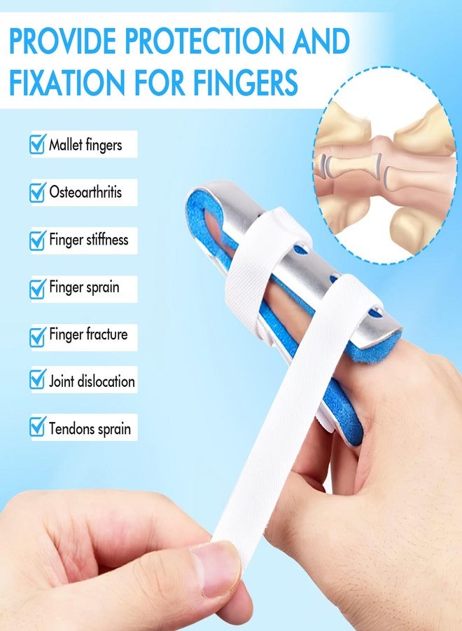 CoolShef جبائر أصابع CoolShef رباعية الجوانب مصنوعة من سبائك الألومنيوم، 3 قطع، دعامة أصابع قابلة للتعديل، دعم وتثبيت للأصابع المكسورة أو المنحنية، تخفيف الألم، تصحيح التشوه - أزرق، 3 مقاسات - Image 5