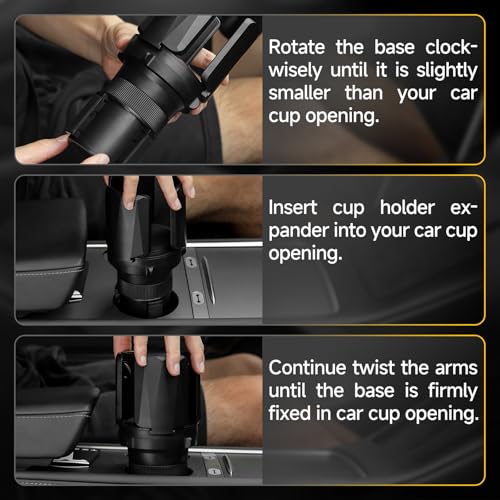 DYLEN Car Cup Holder Expander, Cup Holder Expander Adapter for Car with Expandable Arms, Fits Yeti, HydroFlask, Stanley 14-64oz, Other Large Drinks and Mugs in 2.5”-5.9” - Image 5