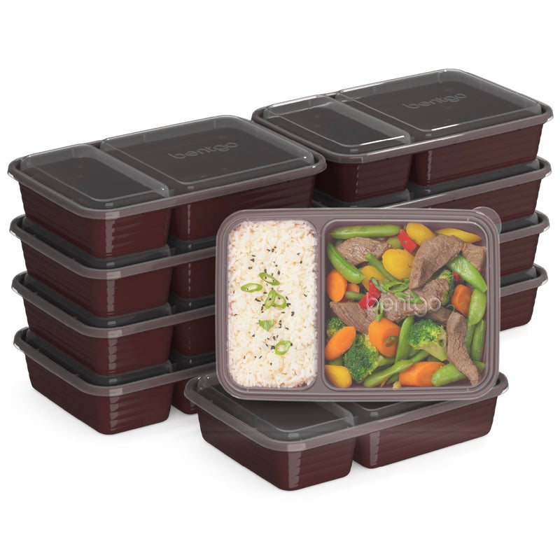 Bentgo 20-Piece Lightweight  Durable  Reusable BPA-Free 2-Compartment Containers - Microwave  Freezer  Dishwasher Safe - Burgundy - Image 1