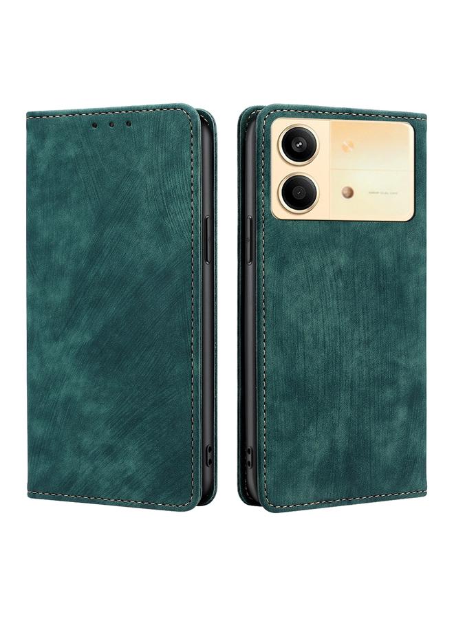The Bros Case For Xiaomi Redmi Note 13R Pro 5G RFID Anti-theft Brush Magnetic Leather Phone Case