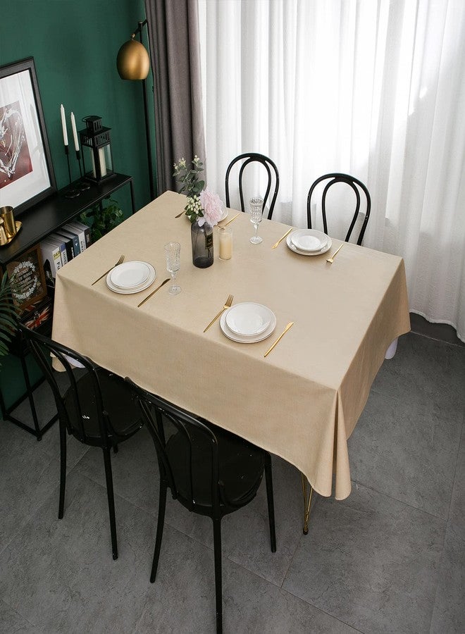 LIBERECOO Vinyl Tablecloth with Flannel Backing, Champagne, Waterproof, Stain-Resistant, Easy-Clean Table Cover for Dining, Kitchen, and Outdoor Use, 60" x 120" Rectangle - Image 3