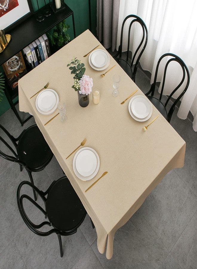 LIBERECOO Vinyl Tablecloth with Flannel Backing, Champagne, Waterproof, Stain-Resistant, Easy-Clean Table Cover for Dining, Kitchen, and Outdoor Use, 60" x 120" Rectangle - Image 2