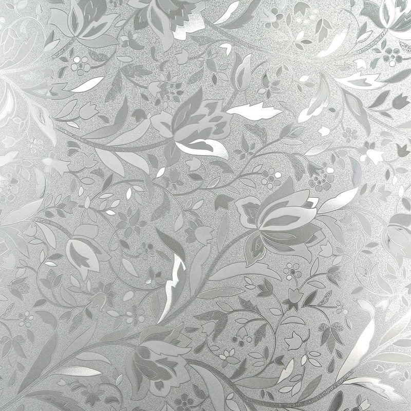 ELTON ELTON 3D Vinyl Window Privacy Self Adhesive Decorative Film for Bathroom Door Window Heat Control Anti UV Lotus Flower 24 x 192 inches White Floral