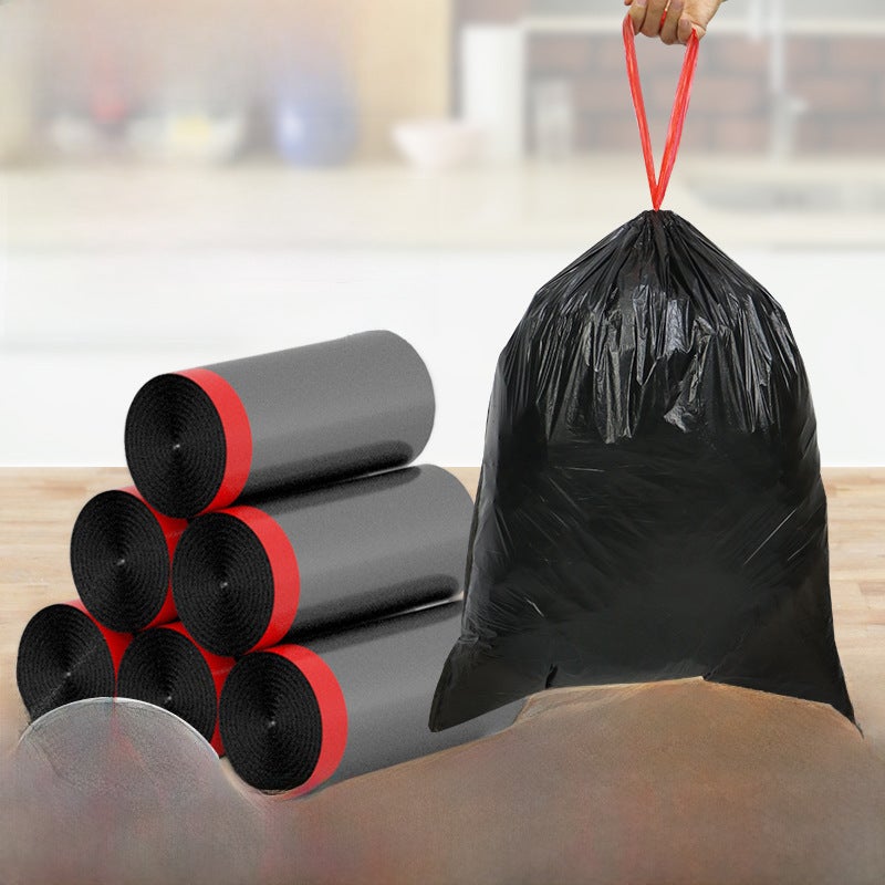 Thick Drawstring Garbage Bags Large Kitchen Office Black Trash Bags Black