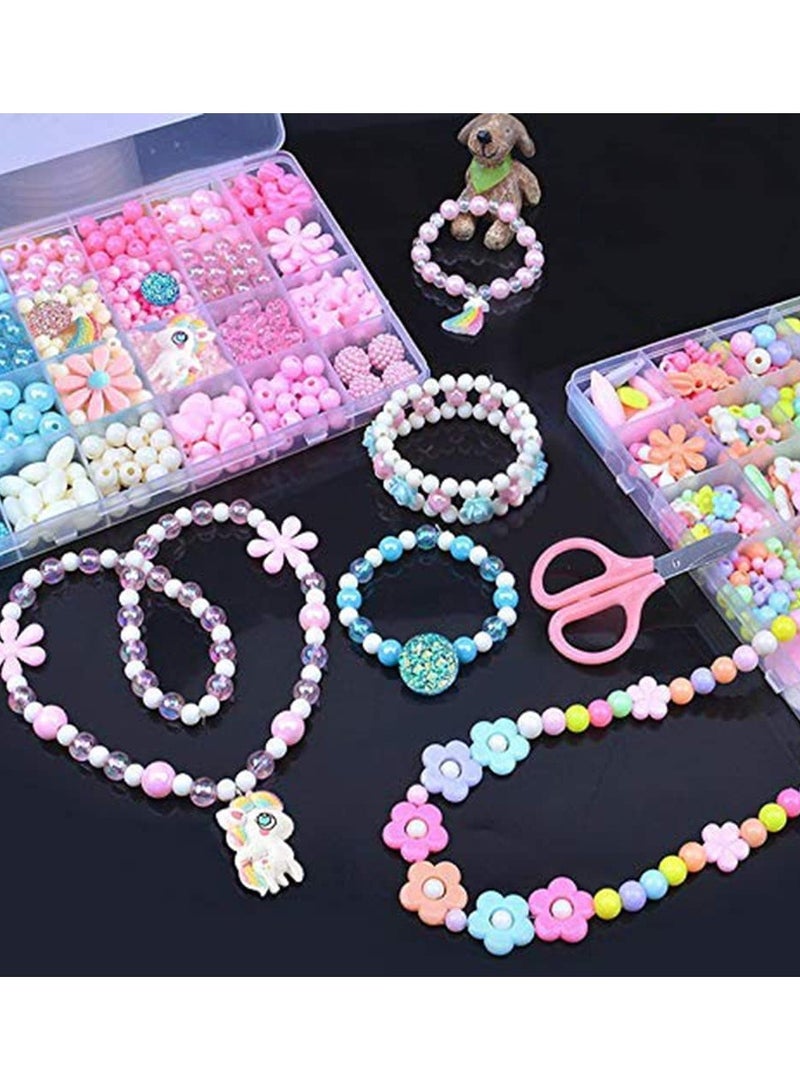 Colorful DIY Handmade Beaded Jewelry Craft Set for Kids - Acrylic Beads for Making Necklaces and Bracelets, Perfect for Girls' Dress-Up and Creative Play.  - Image 3