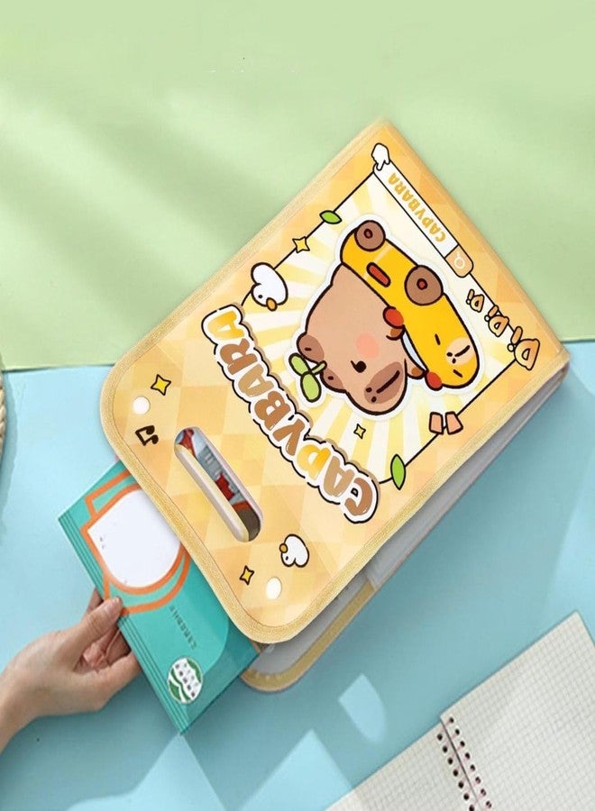 swopperry Capybara A4 Document File Folder | 12 Slot Expandable Folder with Button Lock and Handle | Certificate Holder with 12 Pockets | A4 Size File Folder for Office Documents - Image 5