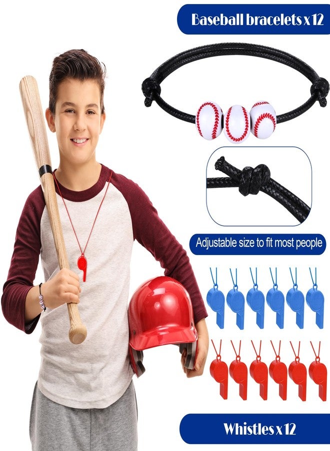Aneco 144 Pieces Baseball Theme Party Favors with Inflatable Bats Stress Baseballs Keychains Stickers Whistle Medals Bracelets Tote Bags for Sport Party Baseball Decorations Birthday Gifts - Image 3