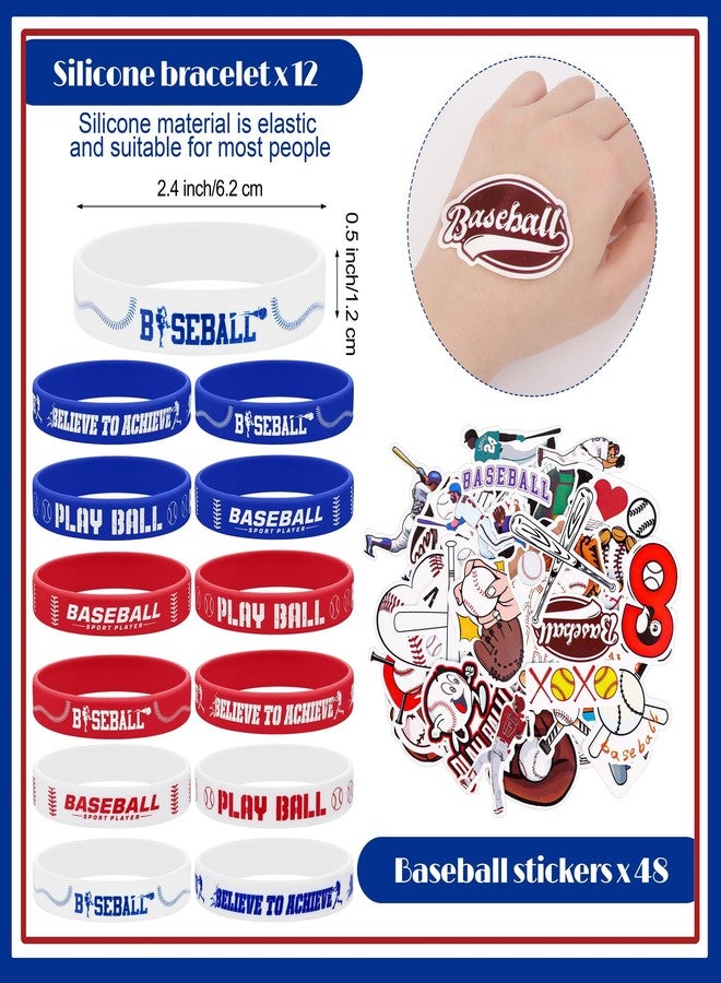 Aneco 144 Pieces Baseball Theme Party Favors with Inflatable Bats Stress Baseballs Keychains Stickers Whistle Medals Bracelets Tote Bags for Sport Party Baseball Decorations Birthday Gifts - Image 4