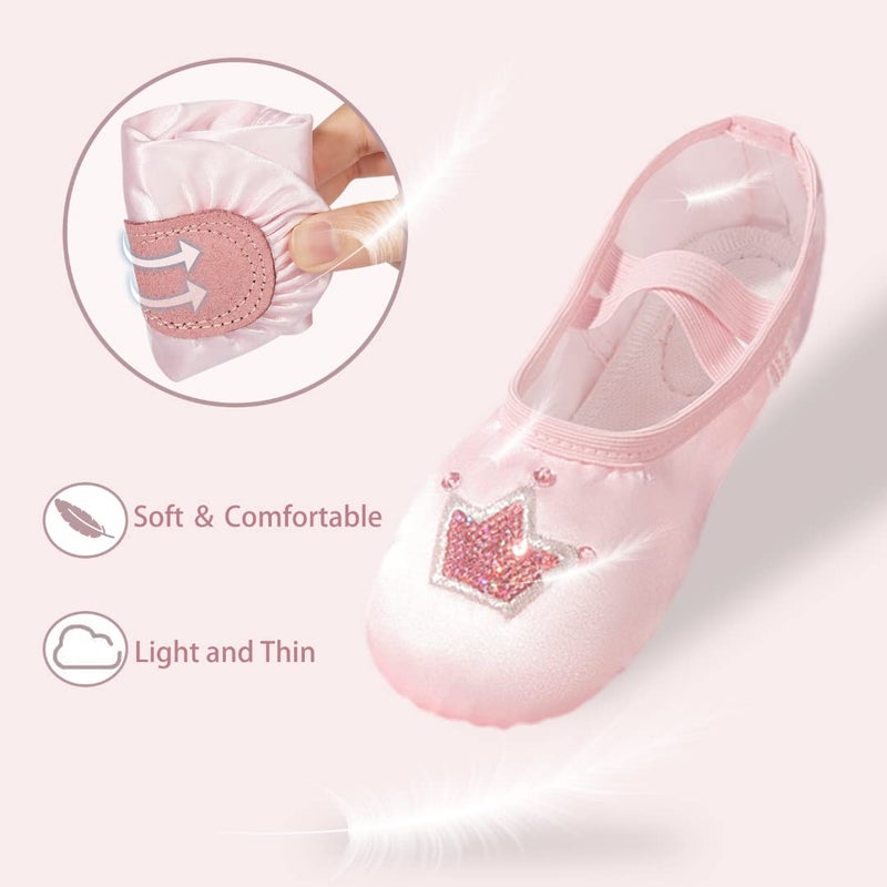 TRIPLE DEER Ballet Shoes for Girls, Satin Dance Practice Slippers Split Soft Leather Flat Sole Yoga Gymnastics Shoes (Toddler/Little/Big Kid) - Image 5