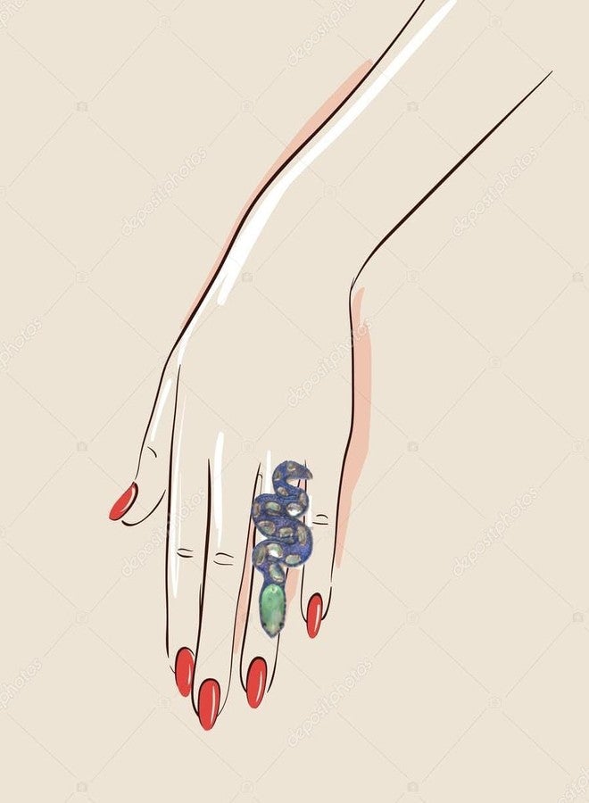 Abeo Handmade Snake Design Ring, Blue and Green Beaded, 3.8 cm Long, 2.5 cm Wide - Image 3