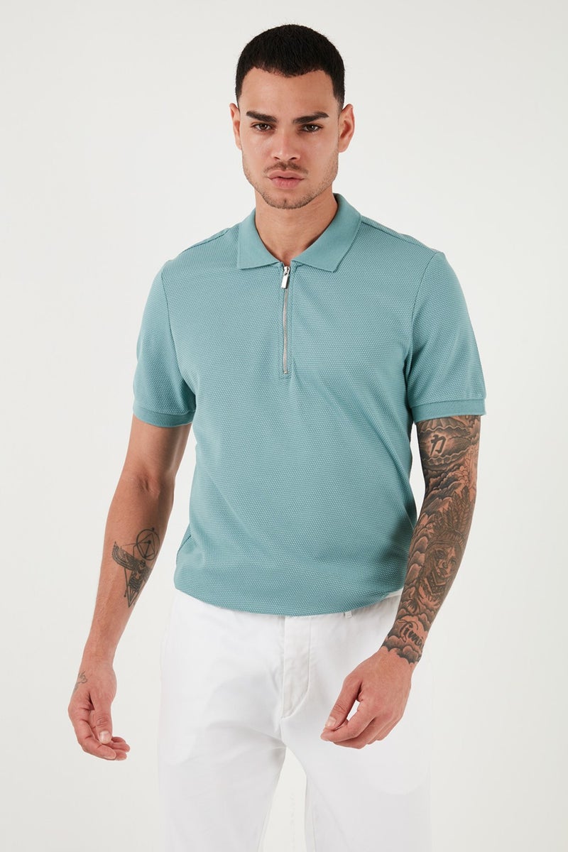 Buratti Cotton Regular Fit Zippered Polo Neck T Shirt Men's Polo Neck T Shirt 5902915  - Image 2