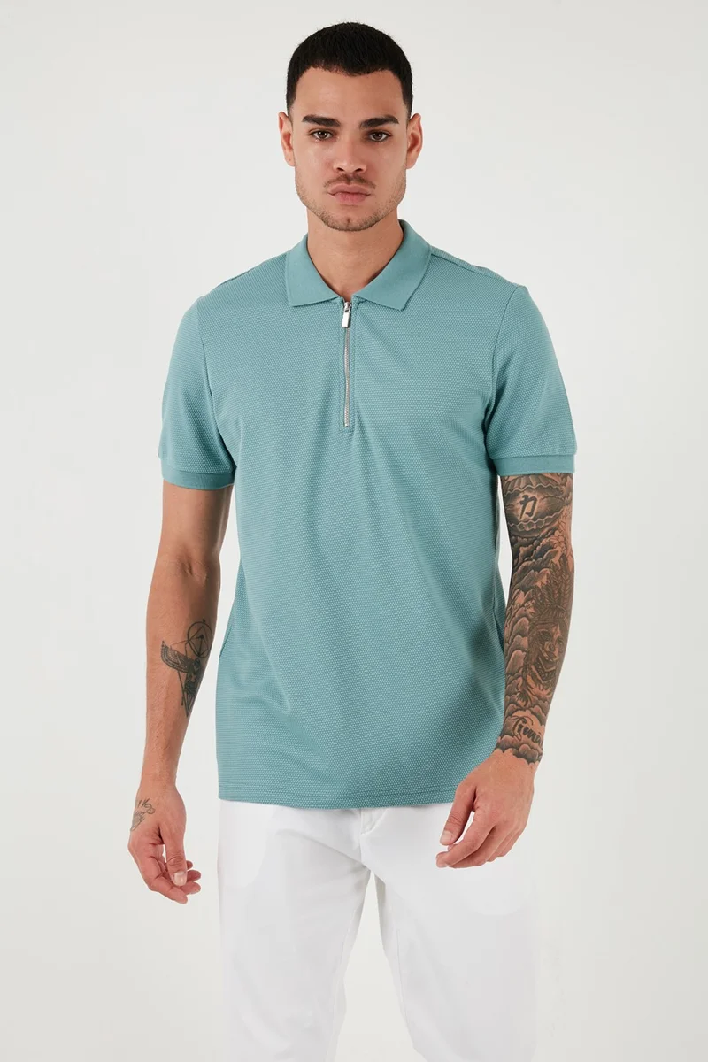 Buratti Cotton Regular Fit Zippered Polo Neck T Shirt Men's Polo Neck T Shirt 5902915