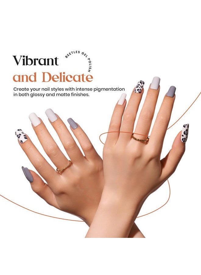 beetles Gel Polish Beetles Gel Nail Polish Kit with U V Light, 6 Colors Nude Grey Yellow Gel Polish Nail Kit, Winter Gel Polish Nail Kit with Base & Top Coat Soak Off DIY Manicure at Home Gifts for Women  - Image 4