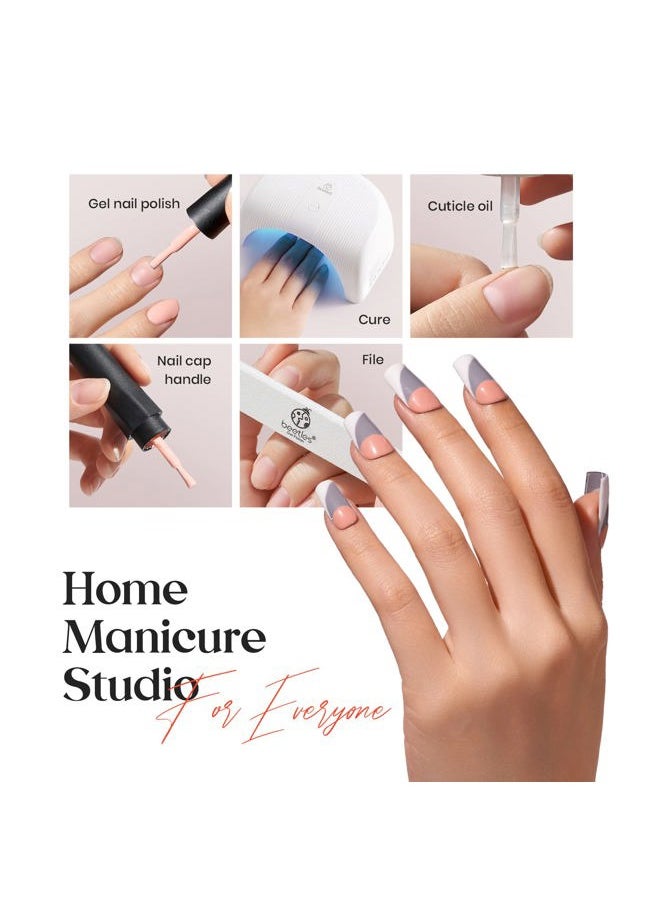 beetles Gel Polish Beetles Gel Nail Polish Kit with U V Light, 6 Colors Nude Grey Yellow Gel Polish Nail Kit, Winter Gel Polish Nail Kit with Base & Top Coat Soak Off DIY Manicure at Home Gifts for Women  - Image 3