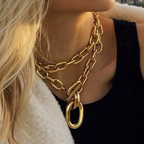 Rumtock Gold Paperclip Choker Necklaces OT Toggle Clasp Necklace for Women Nightclip Jewelry Set (Gold) - Image 2