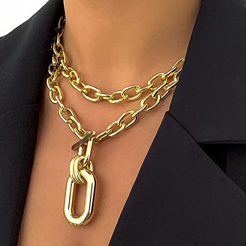 Rumtock Gold Paperclip Choker Necklaces OT Toggle Clasp Necklace for Women Nightclip Jewelry Set (Gold) - Image 4