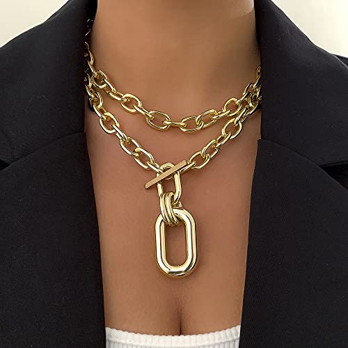Rumtock Gold Paperclip Choker Necklaces OT Toggle Clasp Necklace for Women Nightclip Jewelry Set (Gold) - Image 3