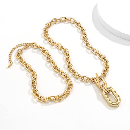 Rumtock Gold Paperclip Choker Necklaces OT Toggle Clasp Necklace for Women Nightclip Jewelry Set (Gold) - Image 5