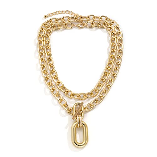 Rumtock Gold Paperclip Choker Necklaces OT Toggle Clasp Necklace for Women Nightclip Jewelry Set (Gold) - Image 1