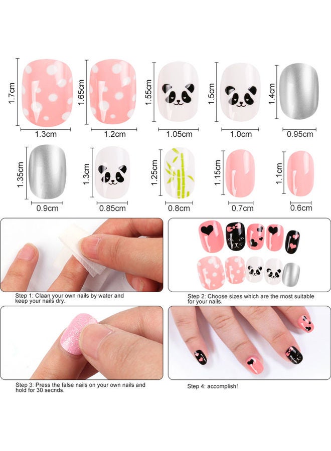 120 Pieces Kids Stick on Fake Nails for Girls,， Children Fake Nails Artificial False Nail Tips Full Cover Acrylic Press On Nails Short，Cute Children's Fake Nails Set Girls Kids Nail Decoration - Image 2